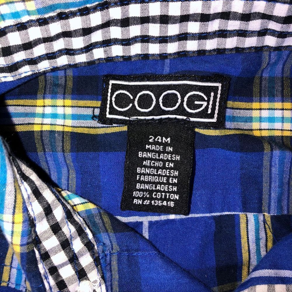 𝅺EUC Boys 24M Coogi LS Plaid Button Down Shirt - Picture 2 of 5
